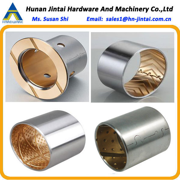 stainless steel sintered bronze bimetal slide bushing,dry split oilless du bush, china brass copper wrap bushings manufacturer