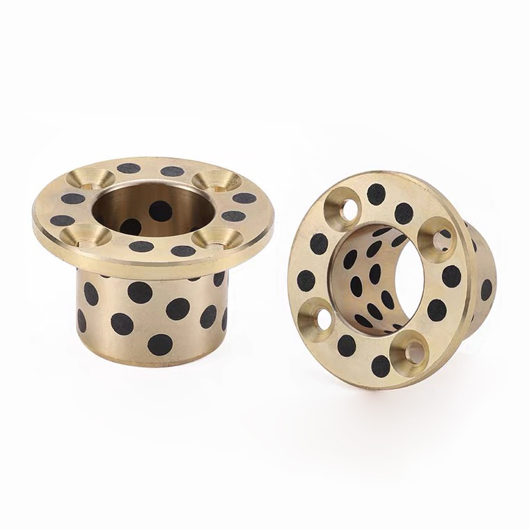 Flange Bronze Graphite Bushing Washing Machine Electrical Motor Solid Lubricating Bronze Bushing