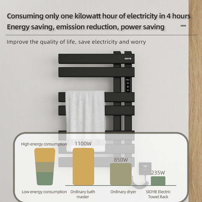Bathroom Radiators Electric Heating Towel Warmer Dryer Rack Wall Mounted Smart Bath Towel Rail Racks with Thermostat