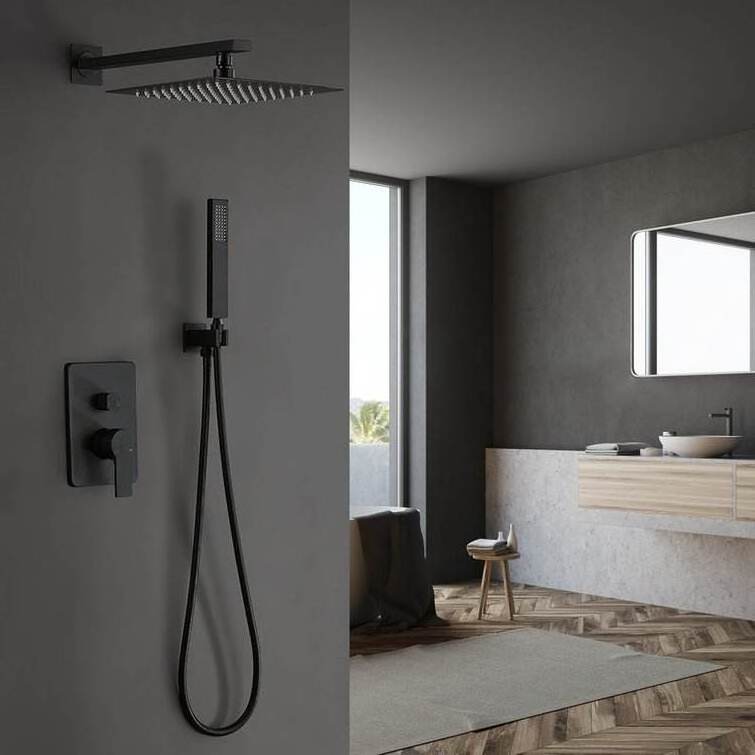 Modern gold faucets mixer taps in wall bathroom rainfall shower column system smart black thermostatic bath & shower faucet set