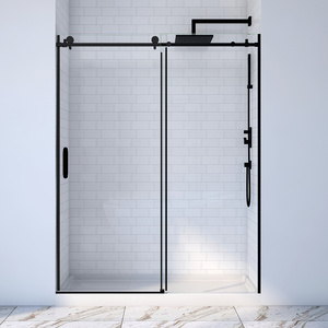 bathroom tempered glass sliding frameless shower glass door