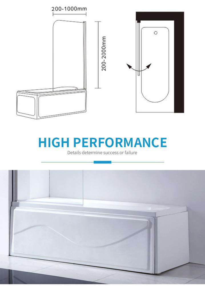 Corner Tub Pivot Bathtub Shower Screen Enclosures Bath Shower Glass Bathroom Walk in Tub Shower Combo Folding Tempered Glass