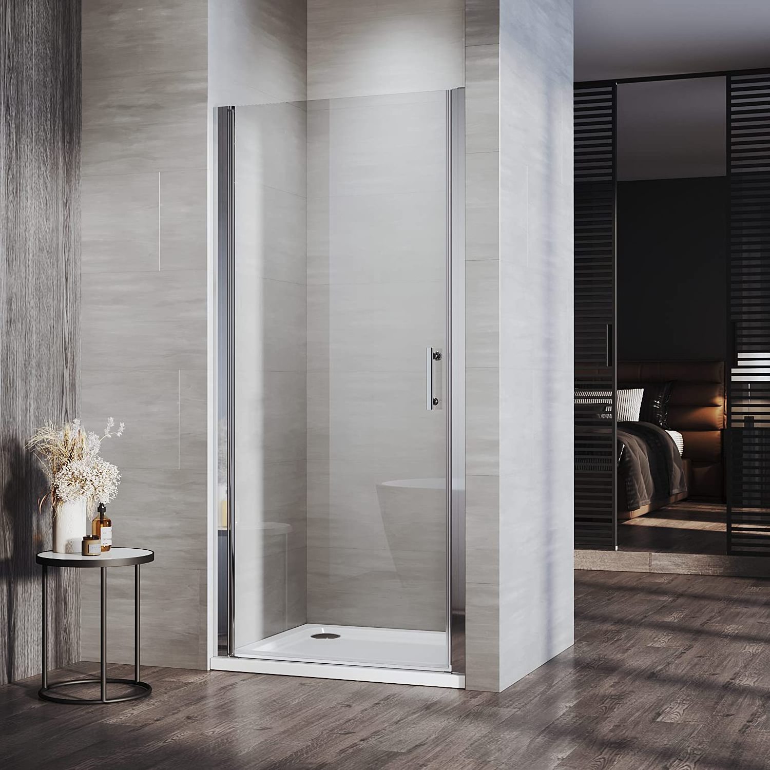 Frameless Bathroom Glass Screen Reversible Shower Enclosure Wetroom Cubicle Pivot Shower Door