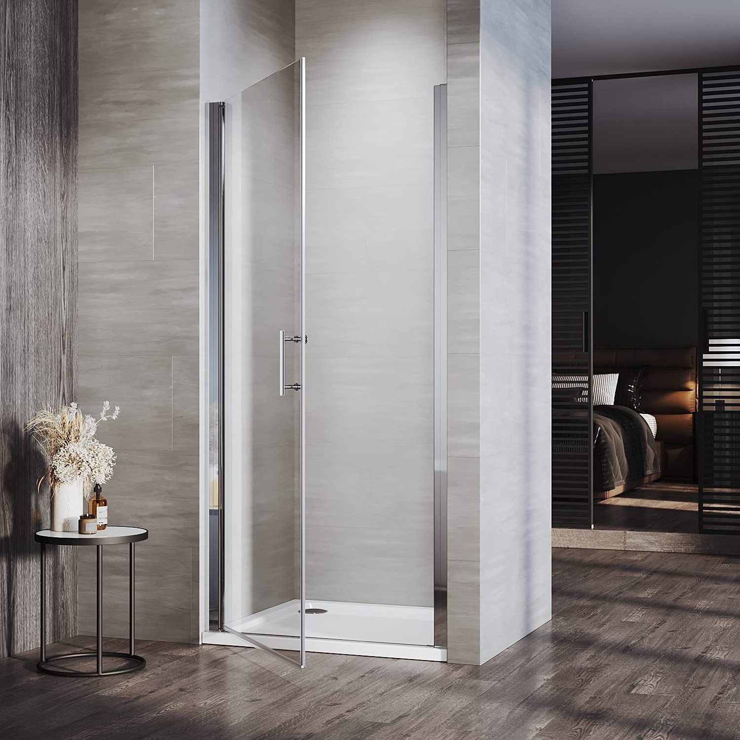 Frameless Bathroom Glass Screen Reversible Shower Enclosure Wetroom Cubicle Pivot Shower Door