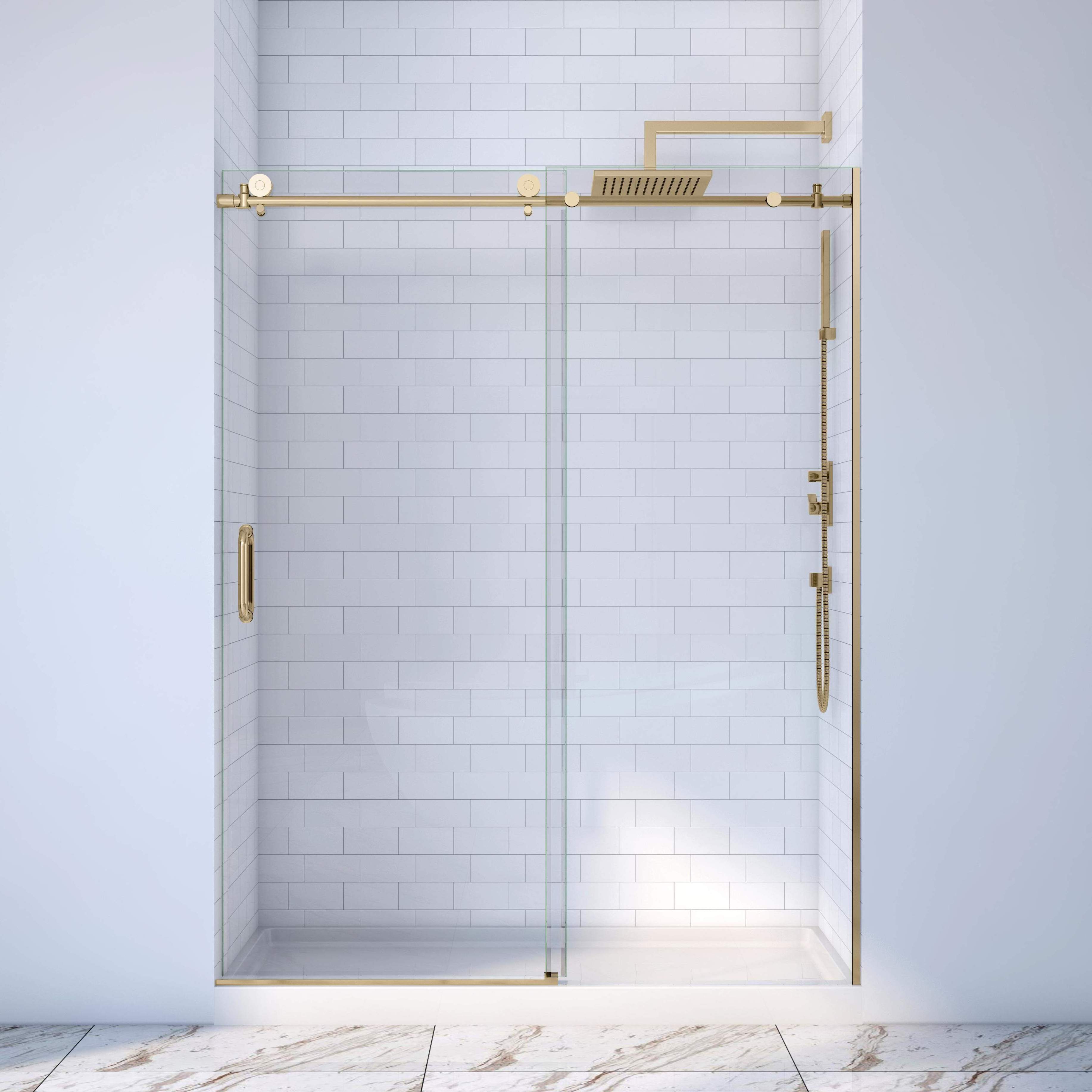 bathroom tempered glass sliding frameless shower glass door