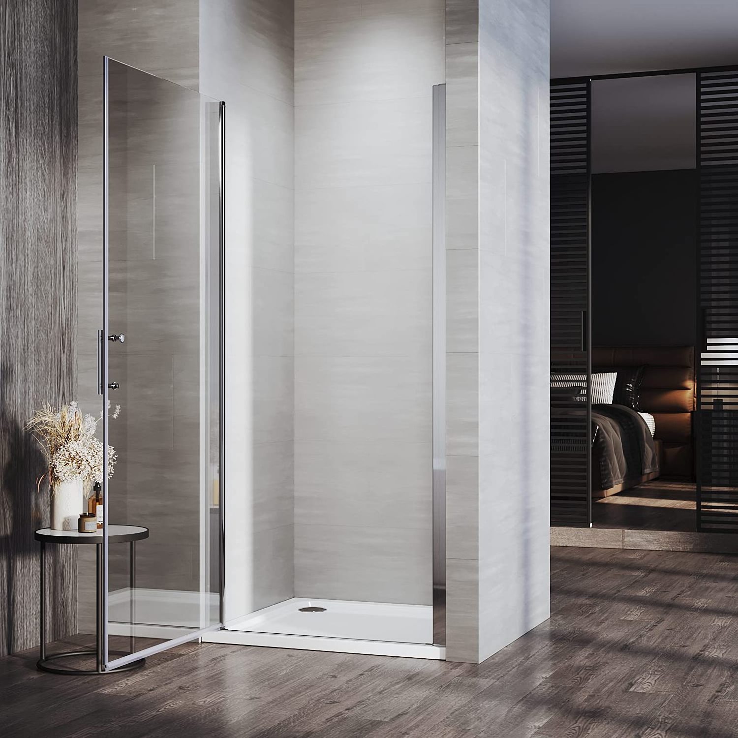 Frameless Bathroom Glass Screen Reversible Shower Enclosure Wetroom Cubicle Pivot Shower Door