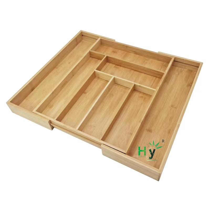 HONGHAO wooden kitchen utensils drawer organizer adjustable flatware kitchen cutlery tray tableware drawer organizer