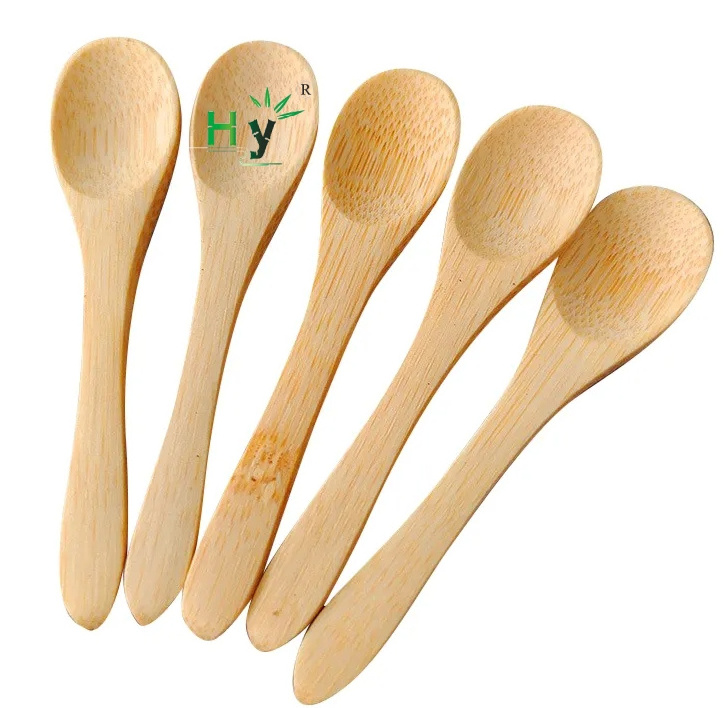 HONGHAO Natural Bamboo Wooden Spoon Dessert Ice Cream Spoon Yogurt Honey Mini Bamboo Spoon