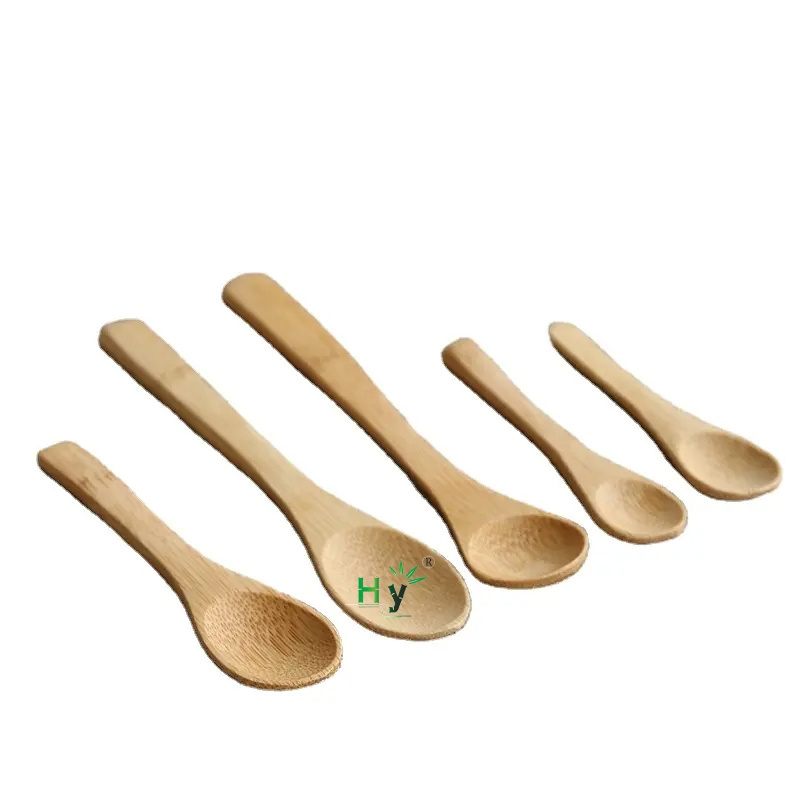 HONGHAO Natural Bamboo Wooden Spoon Dessert Ice Cream Spoon Yogurt Honey Mini Bamboo Spoon