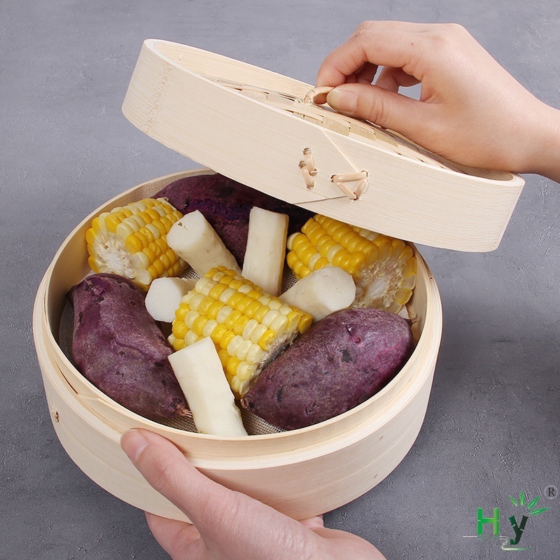 HONGHAO Wholesale Chinese Cheap Multi-function Dumplings Fish Rice Steamer Steam Pot Bamboo Steamer Basket With Lid