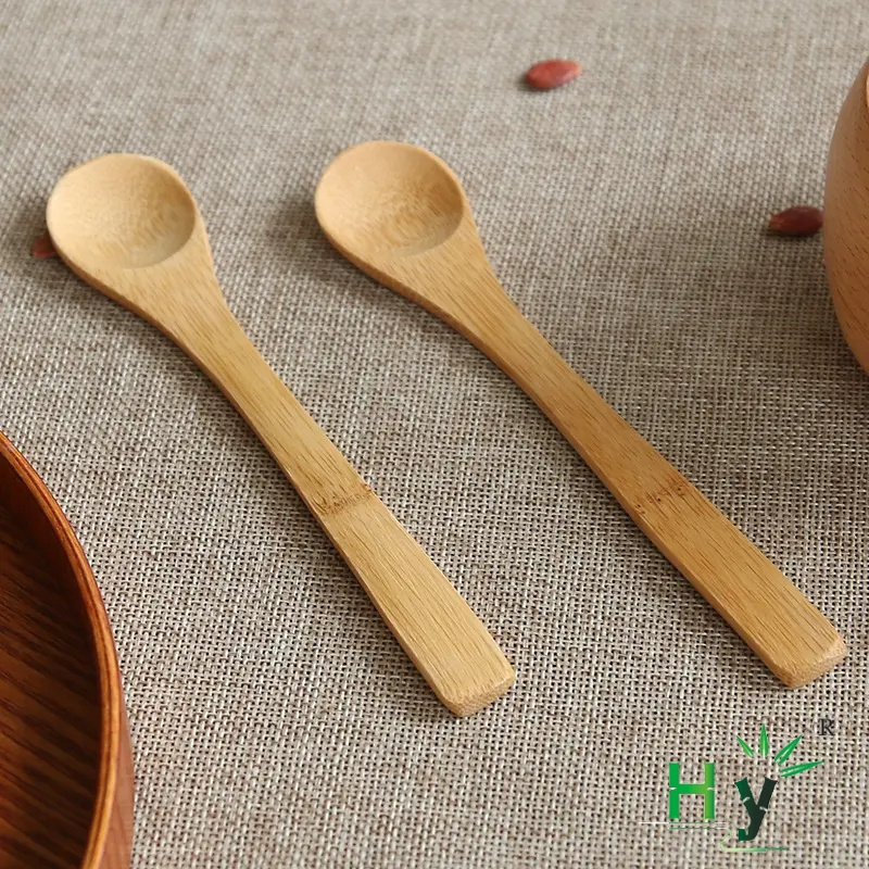 HONGHAO Natural Bamboo Wooden Spoon Dessert Ice Cream Spoon Yogurt Honey Mini Bamboo Spoon