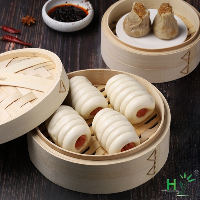 HONGHAO Wholesale Chinese Cheap Multi-function Dumplings Fish Rice Steamer Steam Pot Bamboo Steamer Basket With Lid