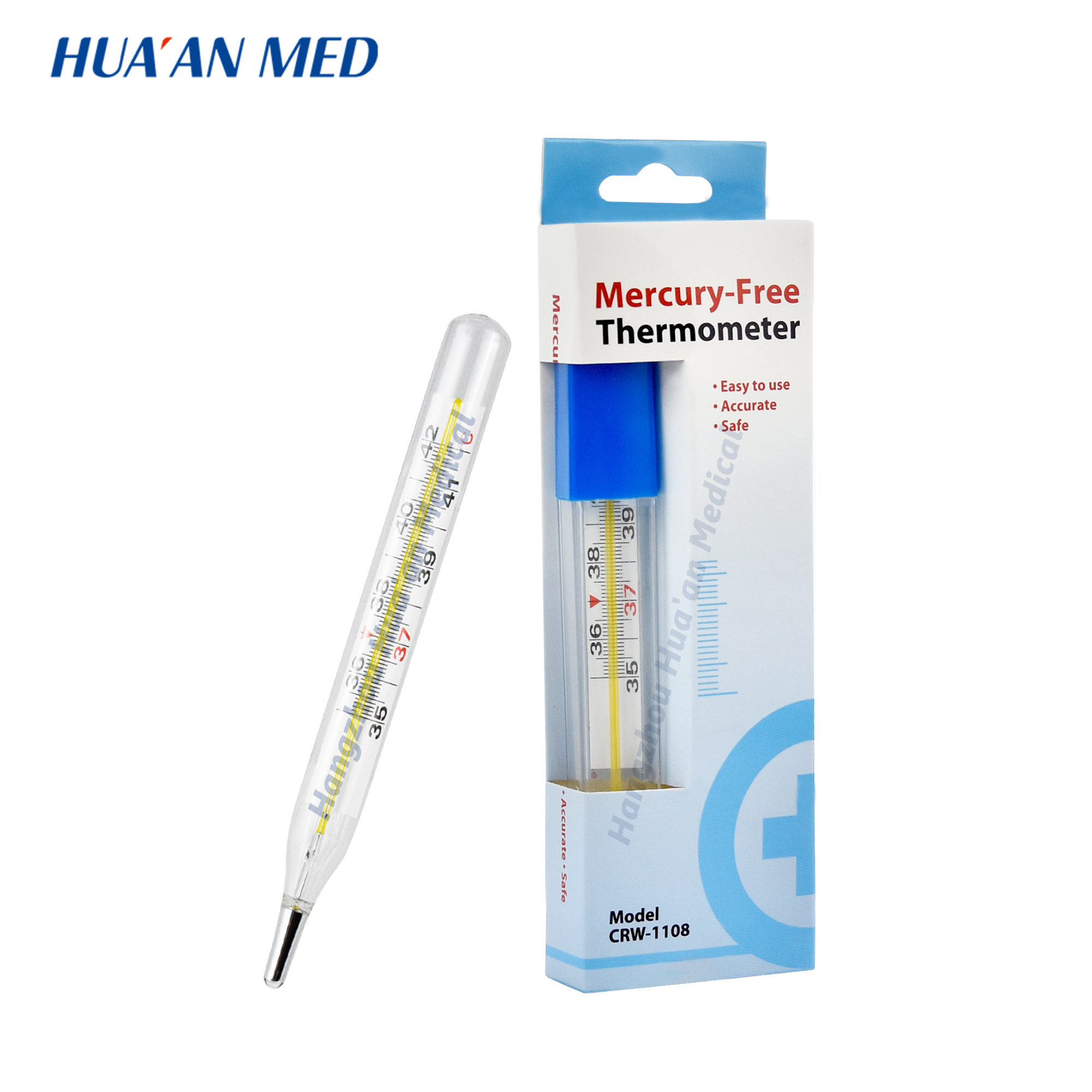 Wholesale Easy Shake-Down Non-toxic Oval Shape Ecological Glass Oral Armpit Clinical Medical Galinstan Gallium Thermometers