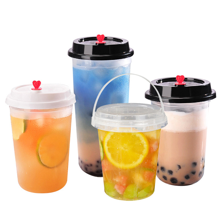 2023 22oz 32oz disposable party shaker cup biodegradable pp plastic coffee cups with lids