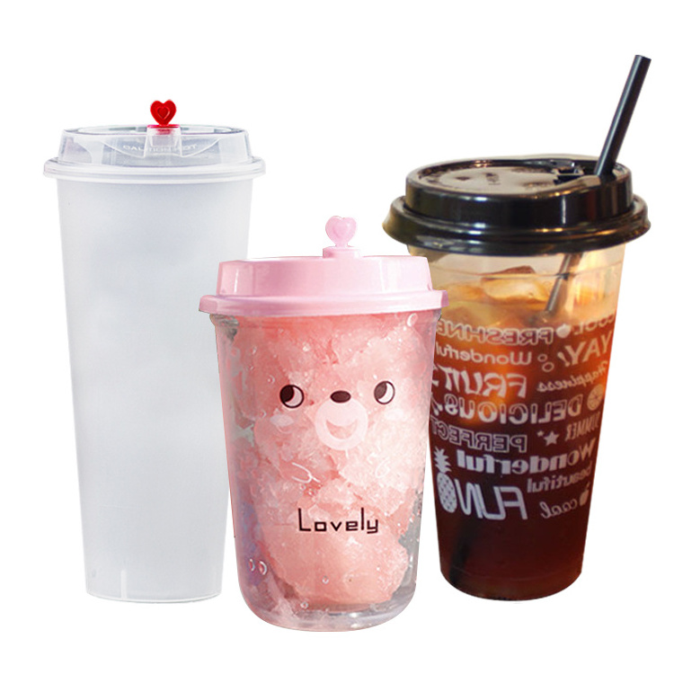 2023 22oz 32oz disposable party shaker cup biodegradable pp plastic coffee cups with lids