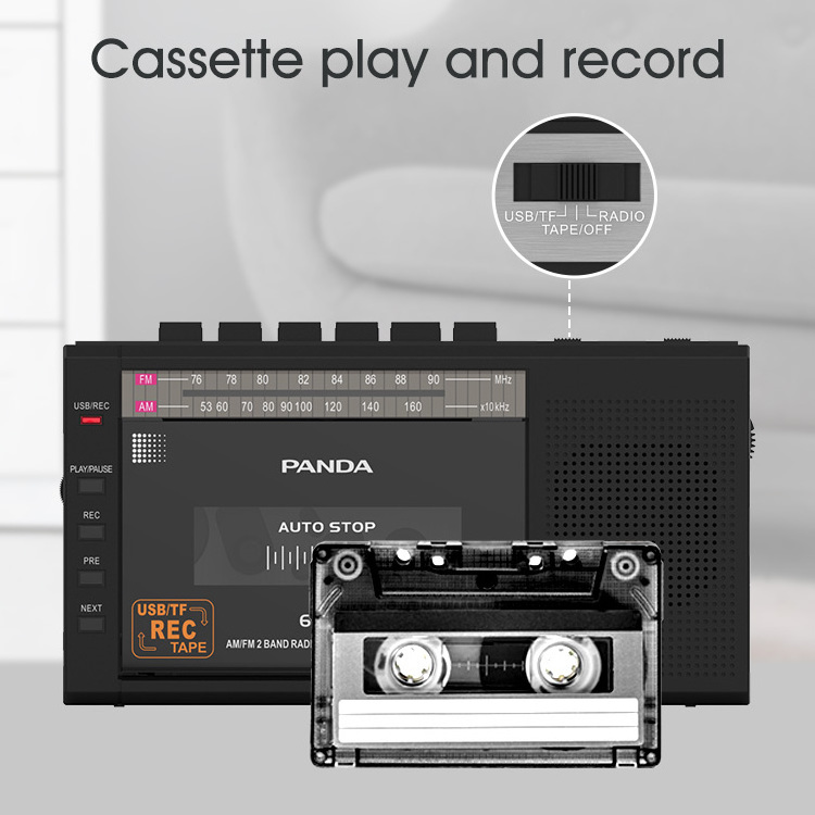 Factory Hot Products 6503 Classic Retro Multifunction Portable 2 band Radio Cassette Tape Player USB SD Slot Cassette Recorder