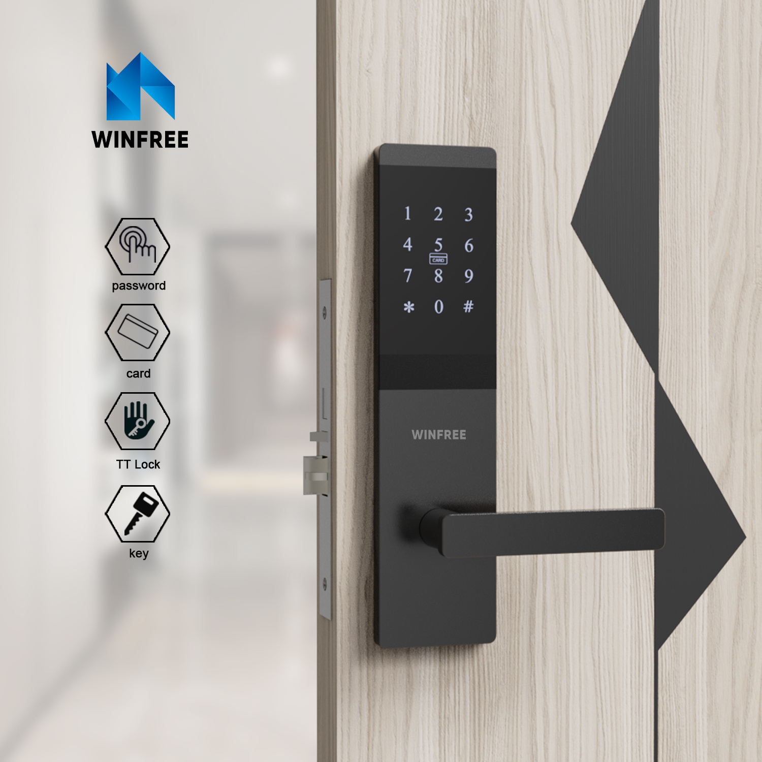 WINFREE Digital Commercial Outdoor Password Rfid Door Lock Electronic Door Lock Intelligent Lock