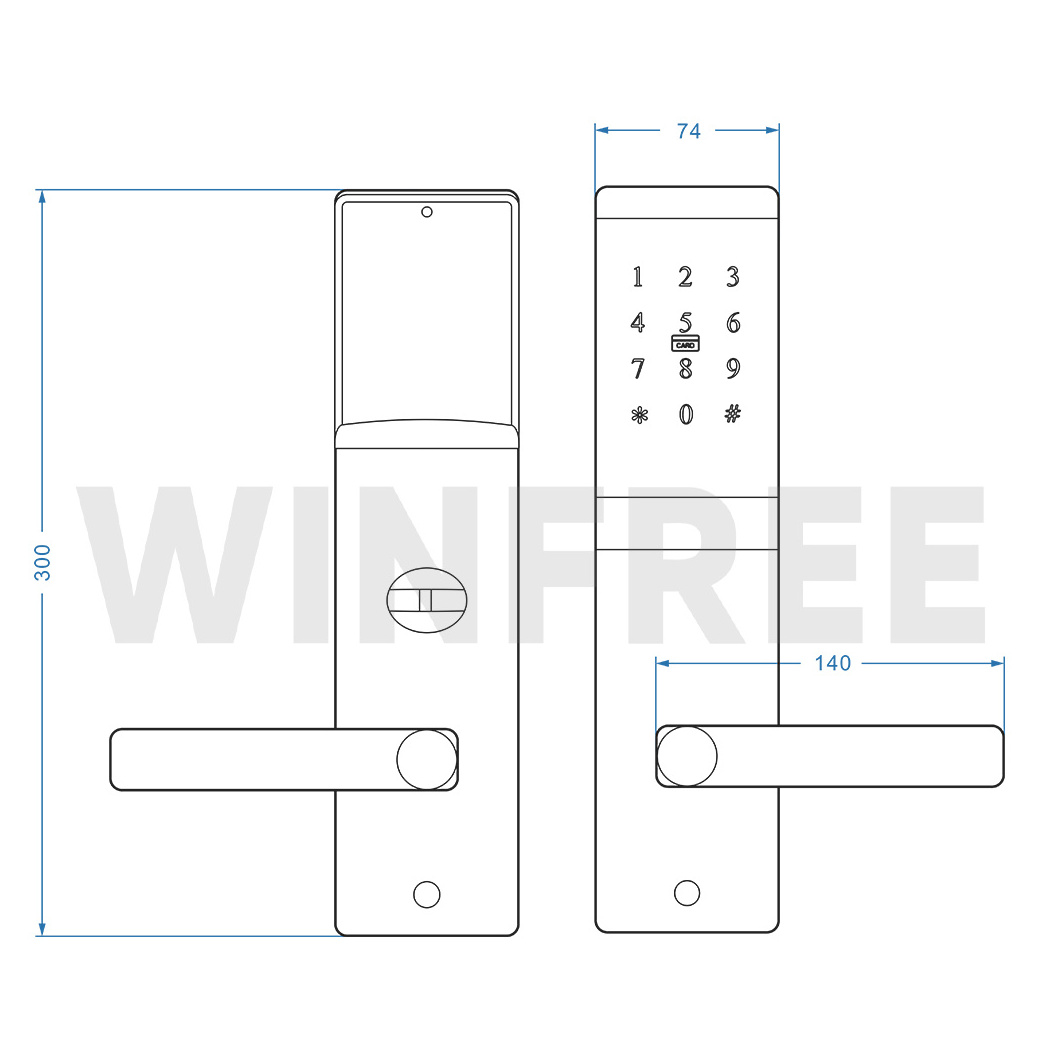 WINFREE Digital Commercial Outdoor Password Rfid Door Lock Electronic Door Lock Intelligent Lock