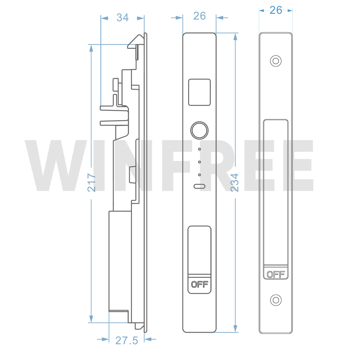 Guangdong-WINFREE Security Set Fingerprint Glass Slide Aluminum Alloy Sliding Door Smart Lock