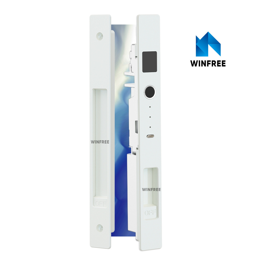 Guangdong-WINFREE Security Set Fingerprint Glass Slide Aluminum Alloy Sliding Door Smart Lock