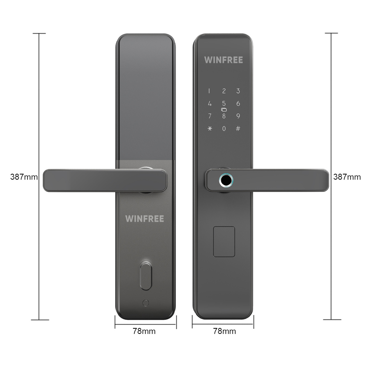 WINFREE Aluminum Alloy Smart Lock Fingerprint Password TTLock App Keyless Enter Smart Lock