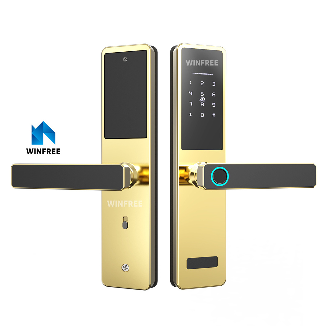 WINFREE Thumbprint Smart Lock For Home And Office Door With Fingerprint Key Card Hotel High Quality Electronic Code Door Lock