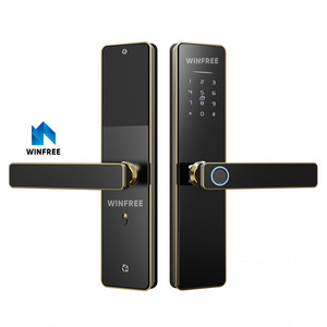 Guangdong-WINFREE Stainless Steel Smart Home Fingerprint Door Handle Lock With Electronic Digital Card Code