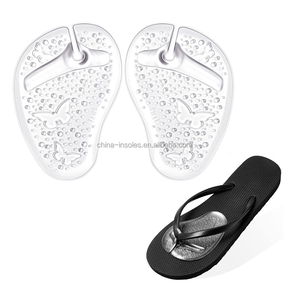 free sample anti-slip clear gel forefoot pads flip flops insole soft self adhesive thong insoles for sandals