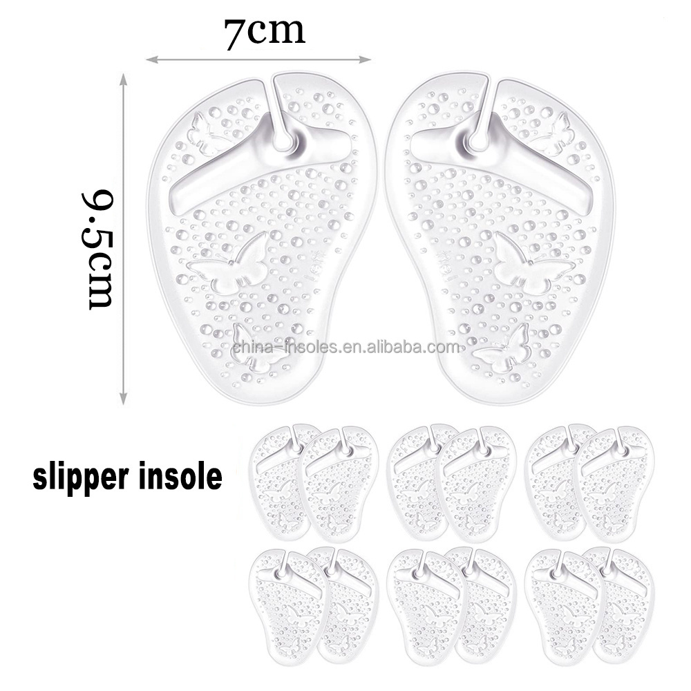 free sample anti-slip clear gel forefoot pads flip flops insole soft self adhesive thong insoles for sandals