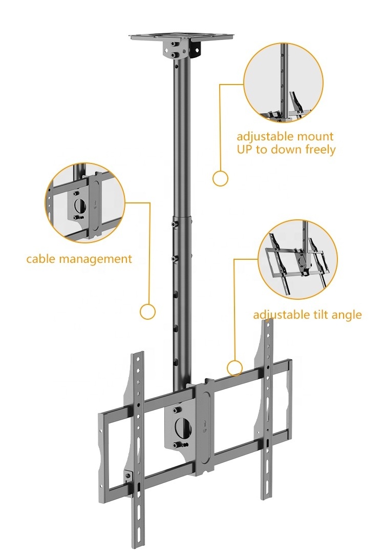 KALOC T1 Drop Down Ceiling Tv Bracket Flip Down CeilingTv Mount Adjustable 32-80 inch LED Plasma Screen