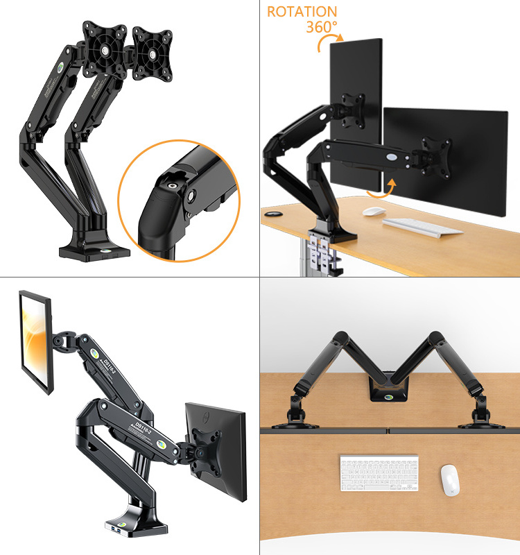 KALOC Dual Monitor Desk Mount Bracket for 17 - 33 Inch LCD LED OLED Computer Screens up to 22 lbs DS100-2