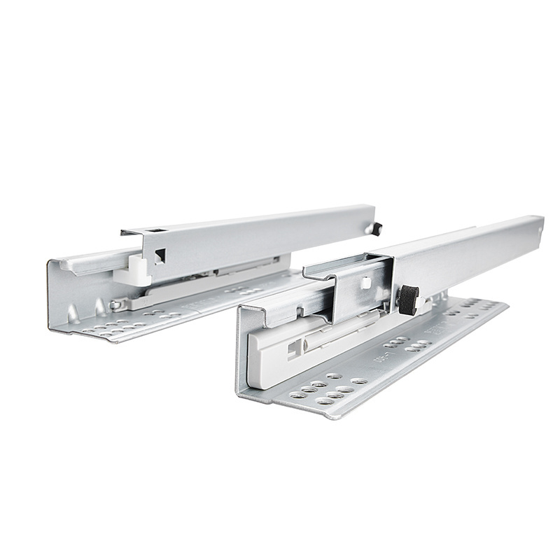 Heavy duty concealed telescopic slide 3-fold full extension soft closing undermounted drawer slide with handles