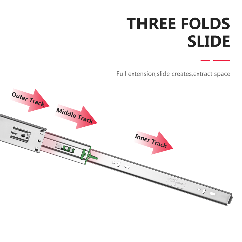 45mm Width Full Extension Two Way Ball Bearing Push Open Undermounted Furniture Drawer Slide