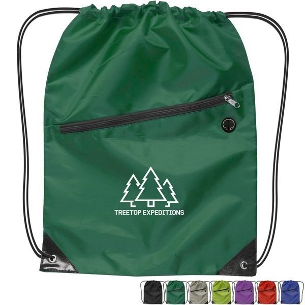 New Design Custom Logo Fashion Drawstring Sport Gym 210D Polyester Backpack String Drawstring Nylon Sport Bag With Zipper