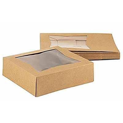 Custom size logo printing boxes kraft pastry packaging paper box with window box packaging