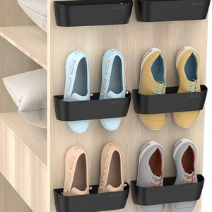 Wall Mounted Shoes Rack 6Pack with Sticky Hanging Strips Plastic Shoes Holder Storage Organizer Door Shoe Hangers