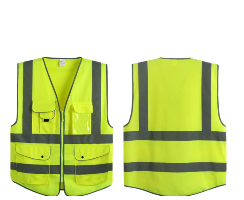 Custom Safty Jackets Safety Vest reflective Visibility Zipper Front Safety Vest with Reflective Strips