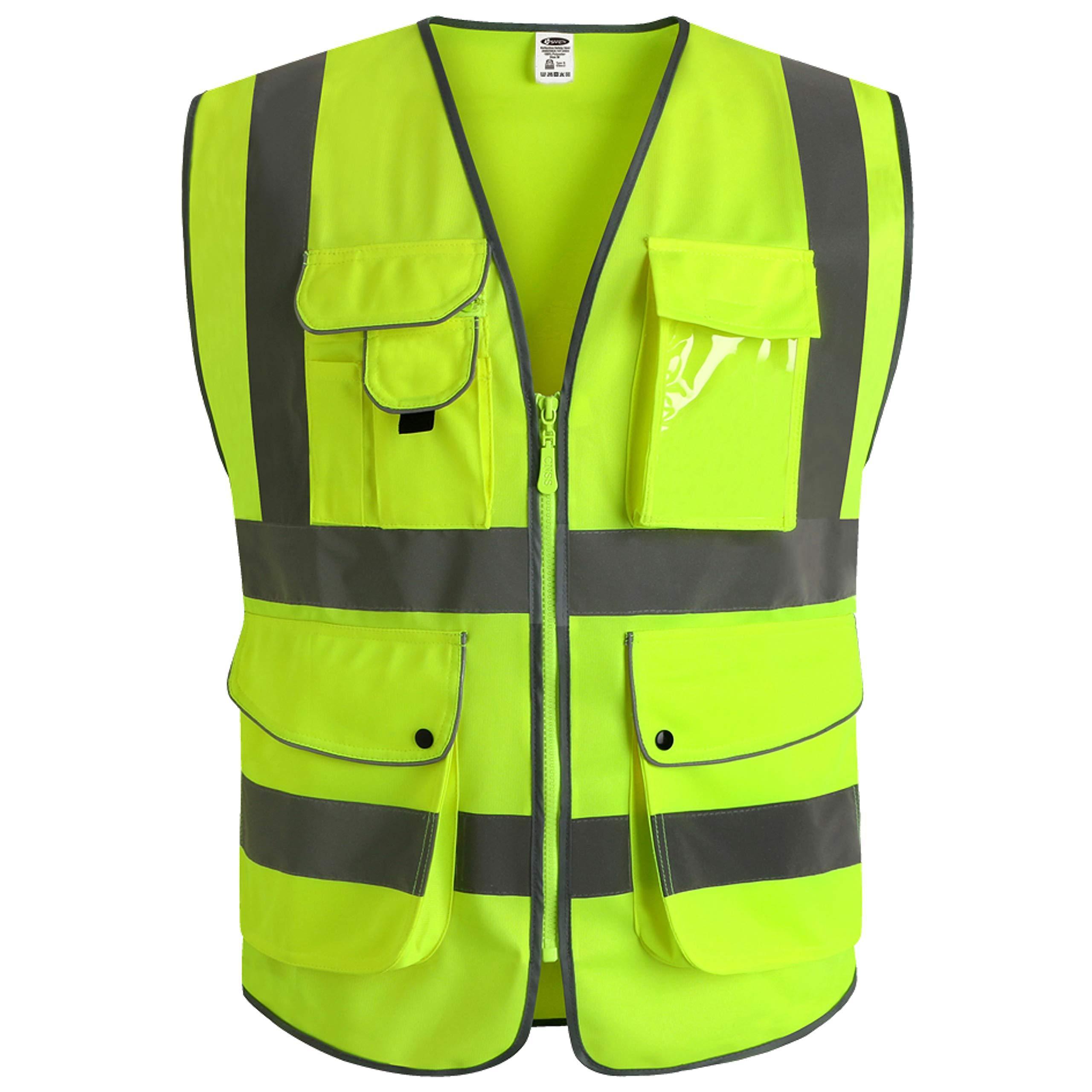 yellow safety vest Yellow Safety Reflective Vest Custom High Visibility Safety Jacket vest