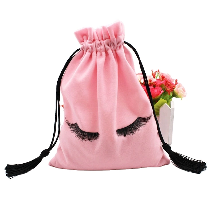 Wholesale Custom Logo Wig Hair Satin Silk Drawstring Dust Bag Bags Packaging for Hair Bundles with Printing Brand Print