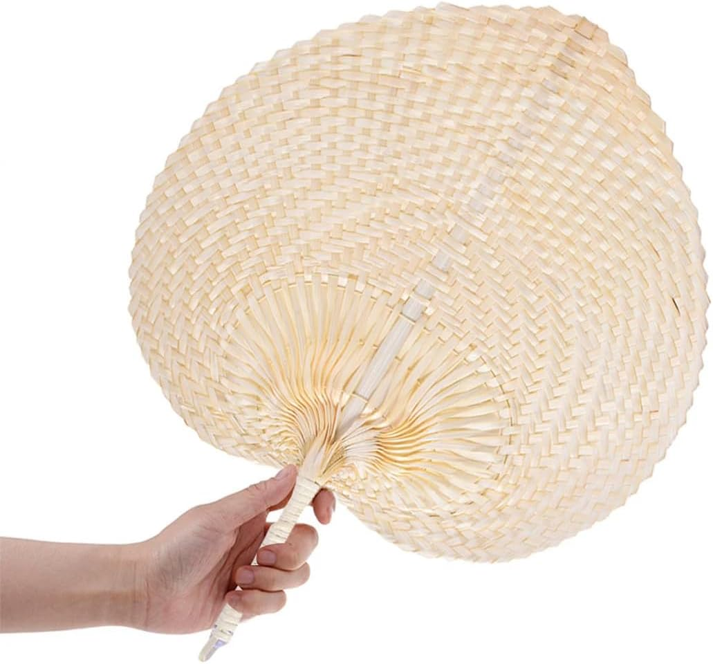 Wholesale Bamboo Customize Straw Rattan Woven Fans Leaf Hand Fans For Summer Beach Indoor Outdoor