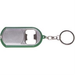 Advertising Ultra Thin Flashlight Metal Bottle Opener & Deluxe Swivel Split Key Ring