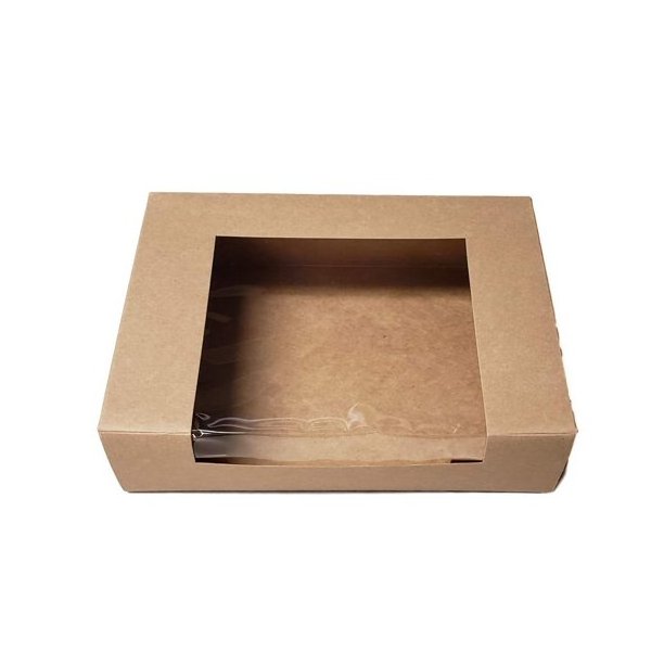 Custom size logo printing boxes kraft pastry packaging paper box with window box packaging