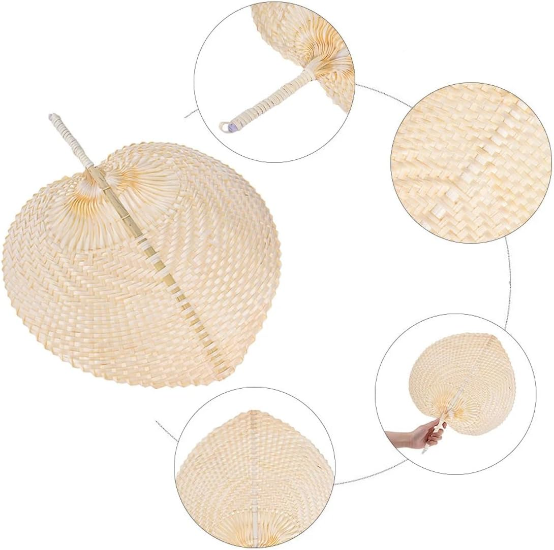 Wholesale Bamboo Customize Straw Rattan Woven Fans Leaf Hand Fans For Summer Beach Indoor Outdoor