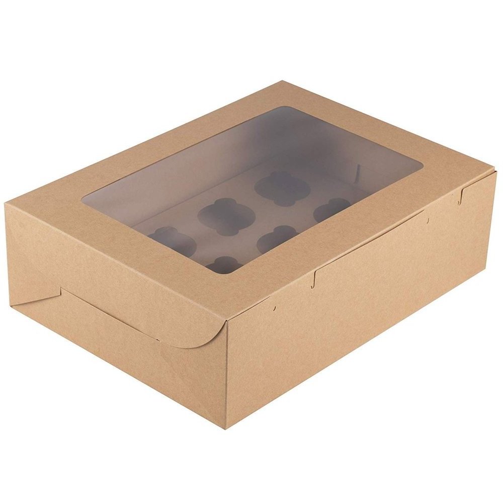 Custom size logo printing boxes kraft pastry packaging paper box with window box packaging