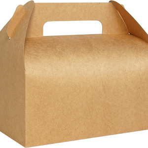 Custom Brown Kraft Paper Gable Gift Boxes Goodies Favor Box with clear display window and handle