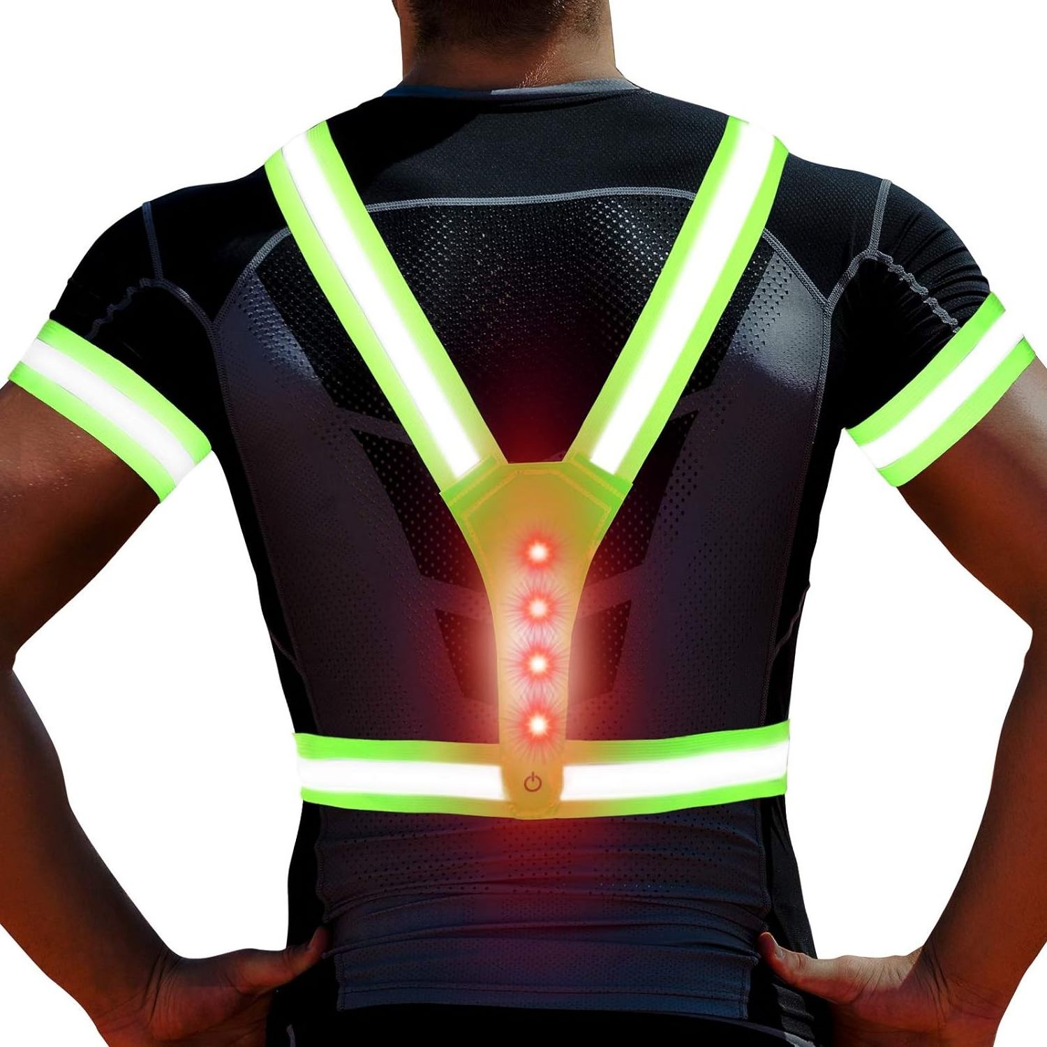 reflective vest with led High Visibility Warning Lights Adjustable Elastic Safety Straps LED