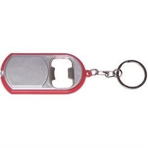 Advertising Ultra Thin Flashlight Metal Bottle Opener & Deluxe Swivel Split Key Ring