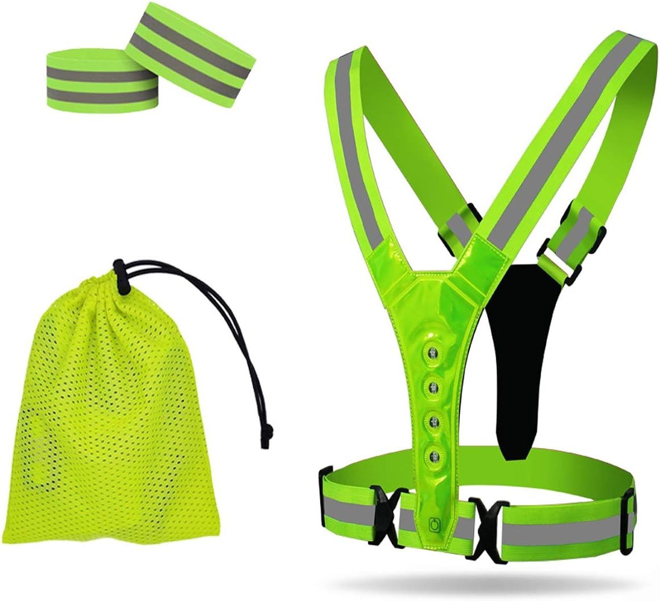 reflective vest with led High Visibility Warning Lights Adjustable Elastic Safety Straps LED