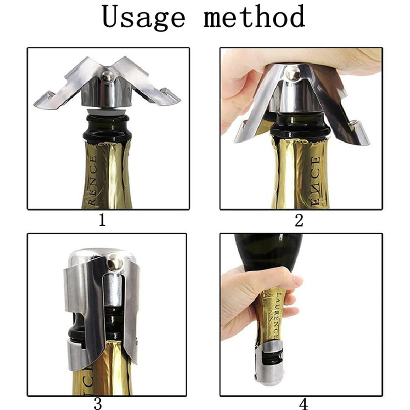 Champagne Sealer Stopper Stainless Steel Sparkling Wine Bottle Plug Sealer Set  Gifts Accessories for Champagne  Cork Saver