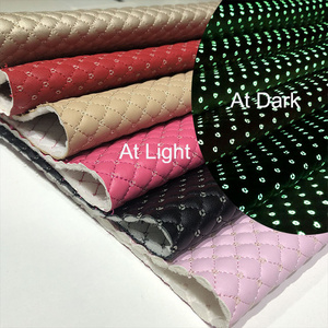 Glow in the Dark Embroidered Faux Stitching Leather for Shoes Bags Material